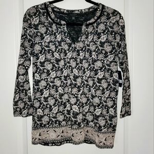 NWT Lucky Brand XS Black/White Tunic Top